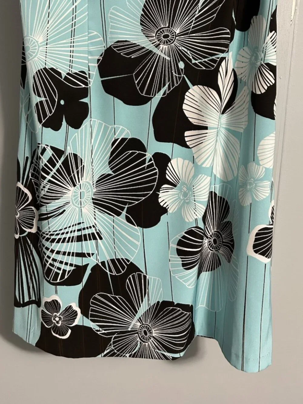 NorthStyle Aqua/Brown/White Floral Sleeveless Sheath Midi Dress Women's 14 - Picture 5 of 10